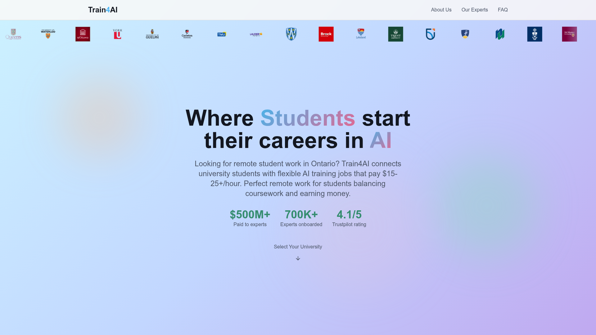 Train4AI website preview